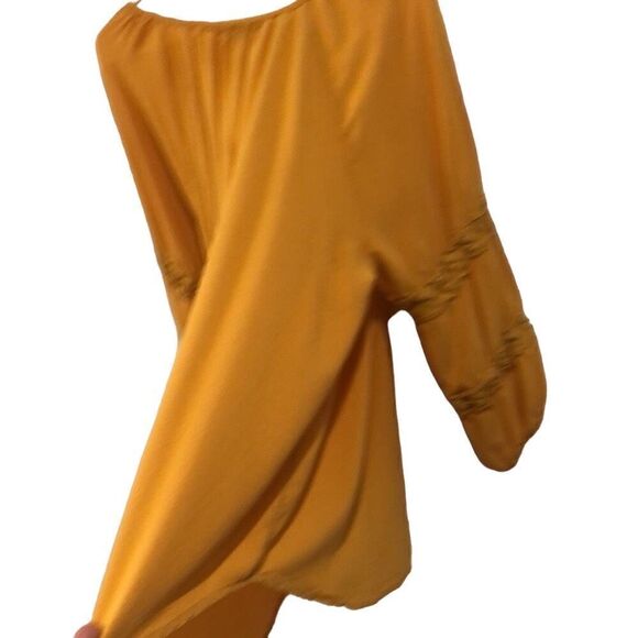 Adrienne Vittadini 2X rayon blend sunshine Yellow Peasant Poofy Sleeve Bohemian - Picture 11 of 16